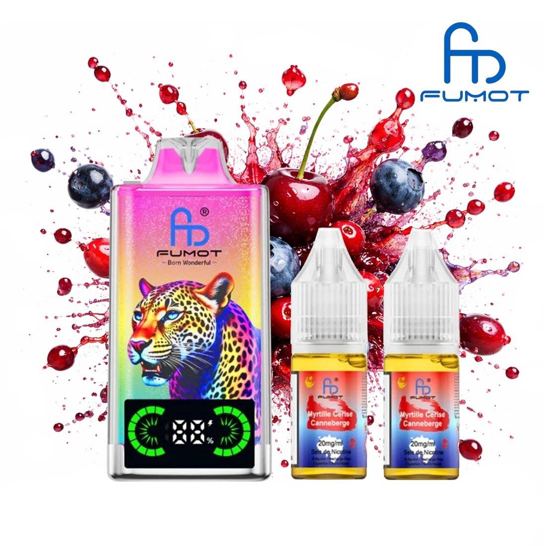 PUFF FUMOT LEOPARD MYRTILLE CERISE CANNEBERGE 20MG 40000 PUFFS