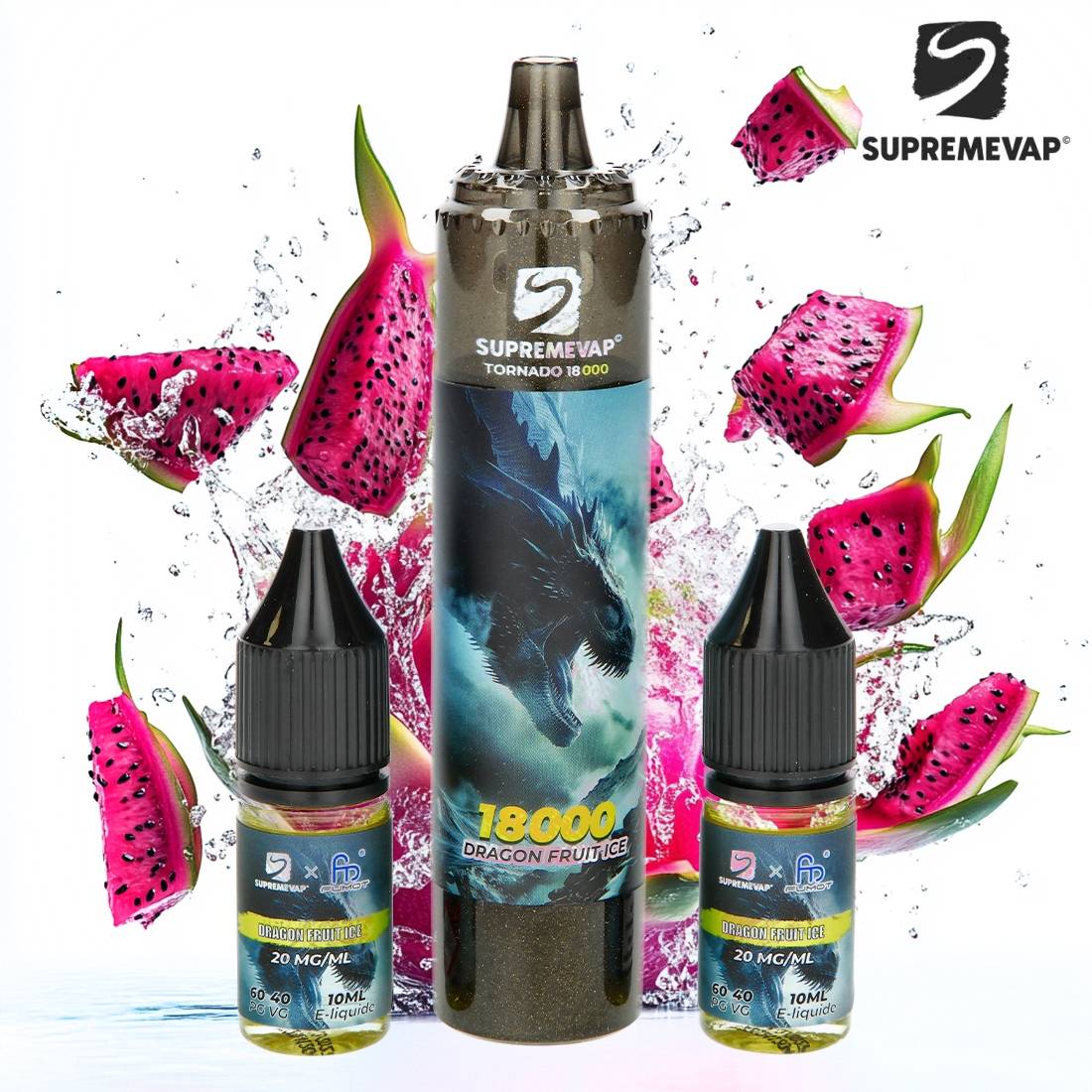 PUFF SUPREMVAP TORNADO FRUIT DU DRAGON ICE 18000 PUFFS