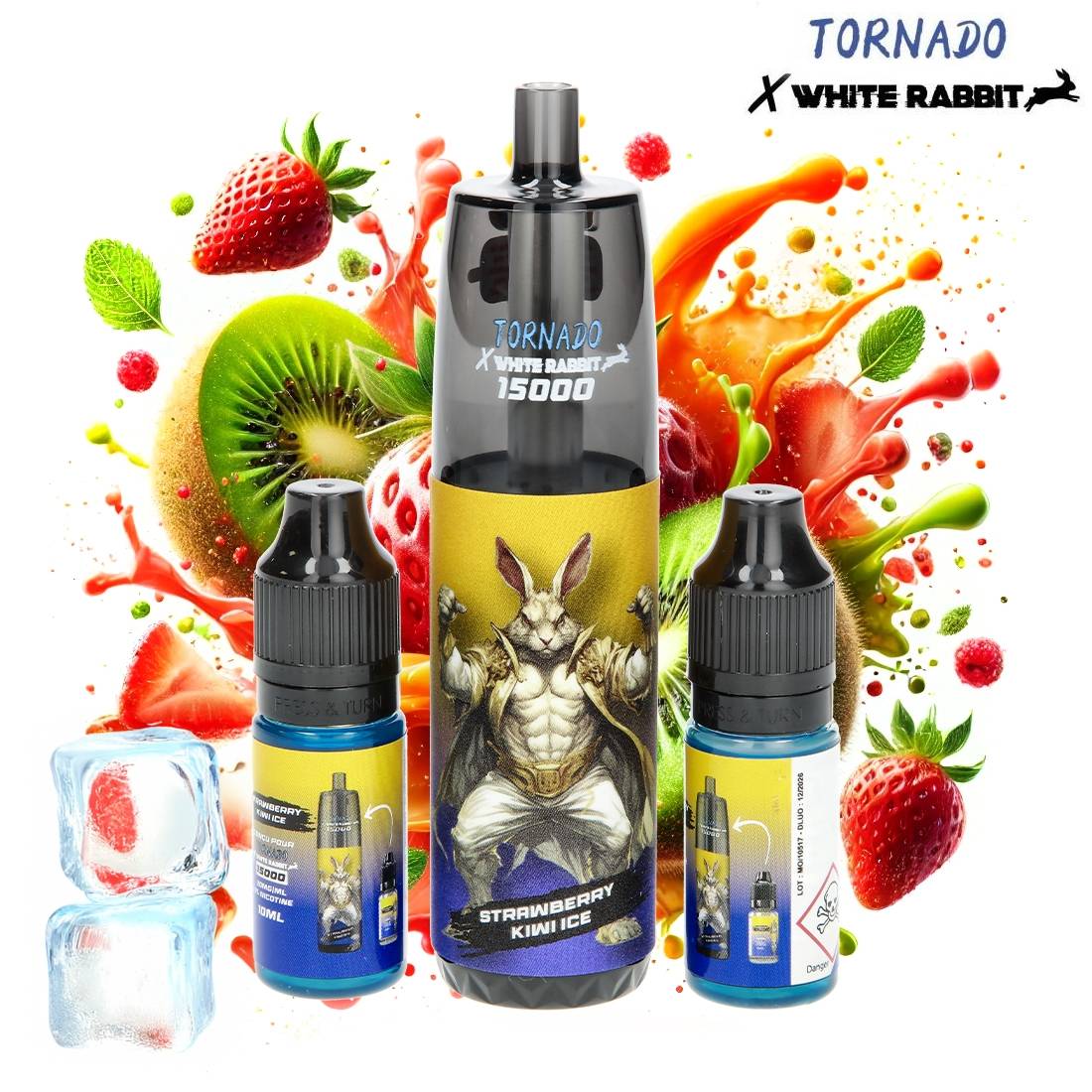 PUFF TORNADO X WHITE RABBIT FRAISE KIWI ICE 15000 PUFFS