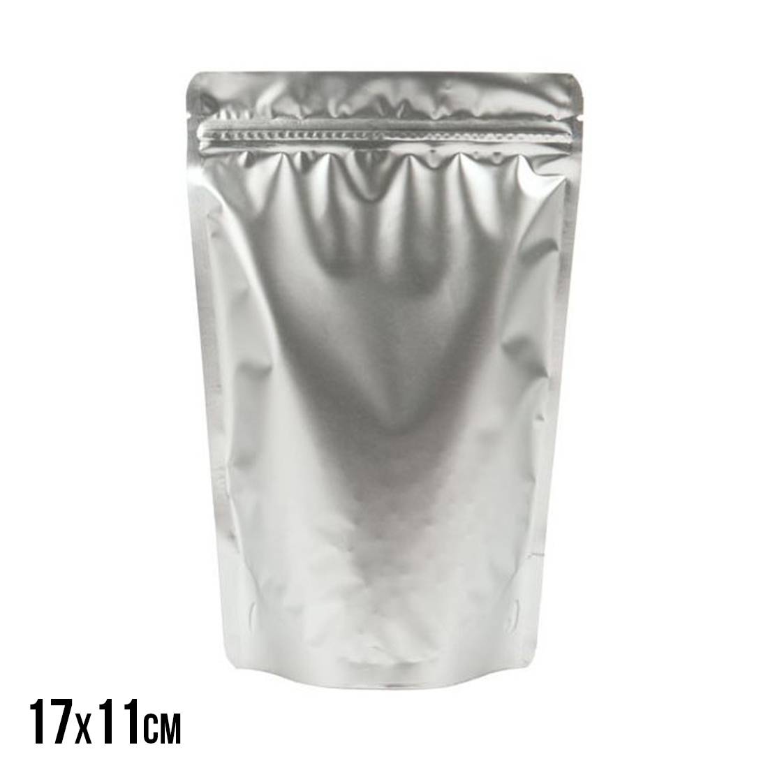 SACHET ZIP DOYPACK SILVER SHINY 17 X 11 CM