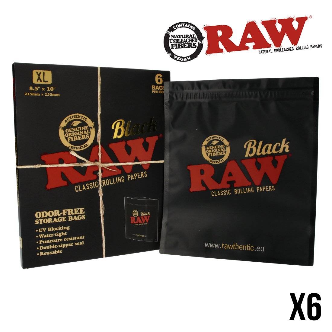SACHET ZIP RAW BLACK XL 21.5X25.5CM BOITE DE 6