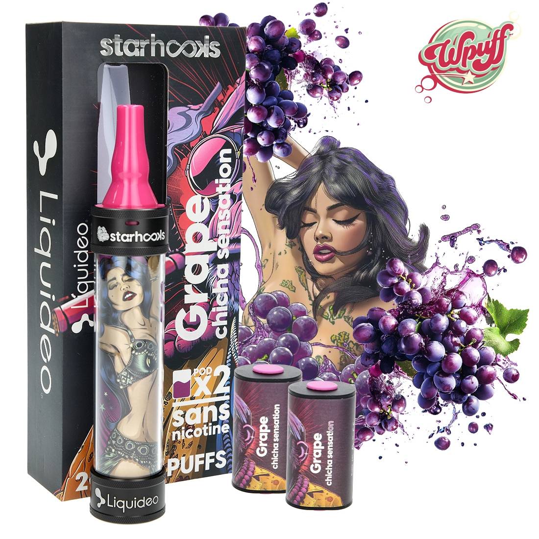 STARHOOKS CHICHA SENSATION LIQUIDEO 2 PODS GRAPE 20000 PUFFS