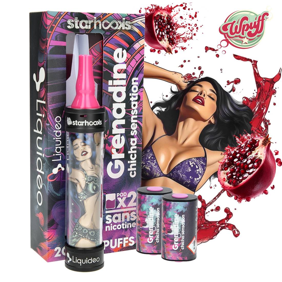 STARHOOKS CHICHA SENSATION LIQUIDEO 2 PODS GRENADINE 20000 PUFFS
