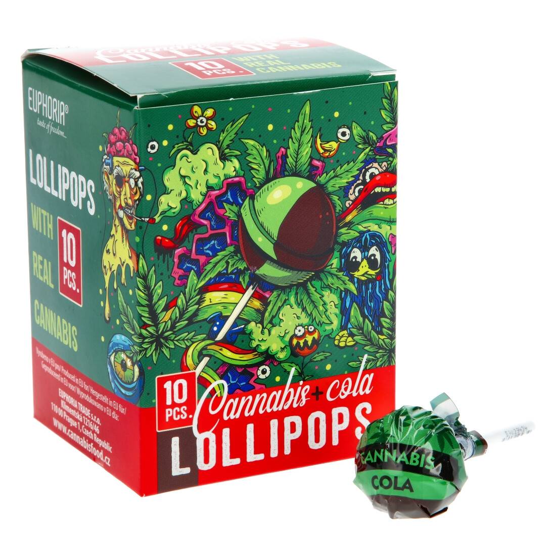 SUCETTE EUPHORIA CANNABIS LOLLIPOPS COLA PAR 10