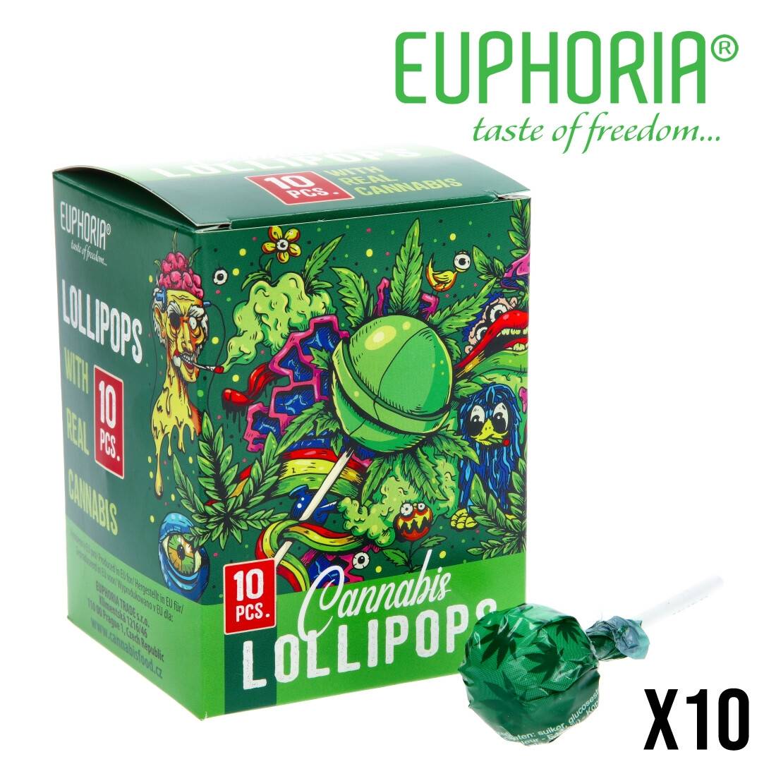 SUCETTE EUPHORIA CANNABIS LOLLIPOPS PAR 10