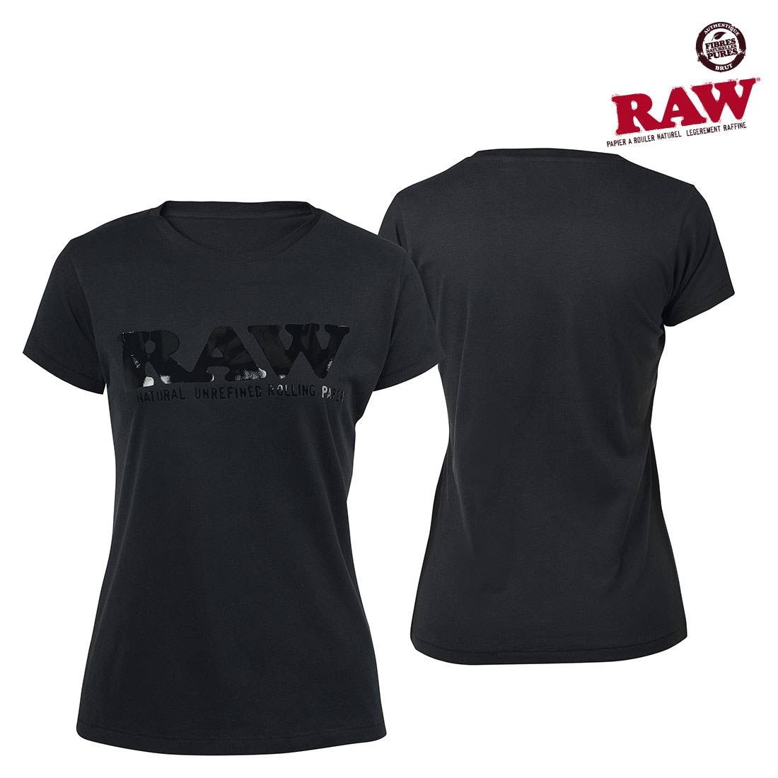 T-SHIRT RAW LOGO GIRL BLACK ON BLACK