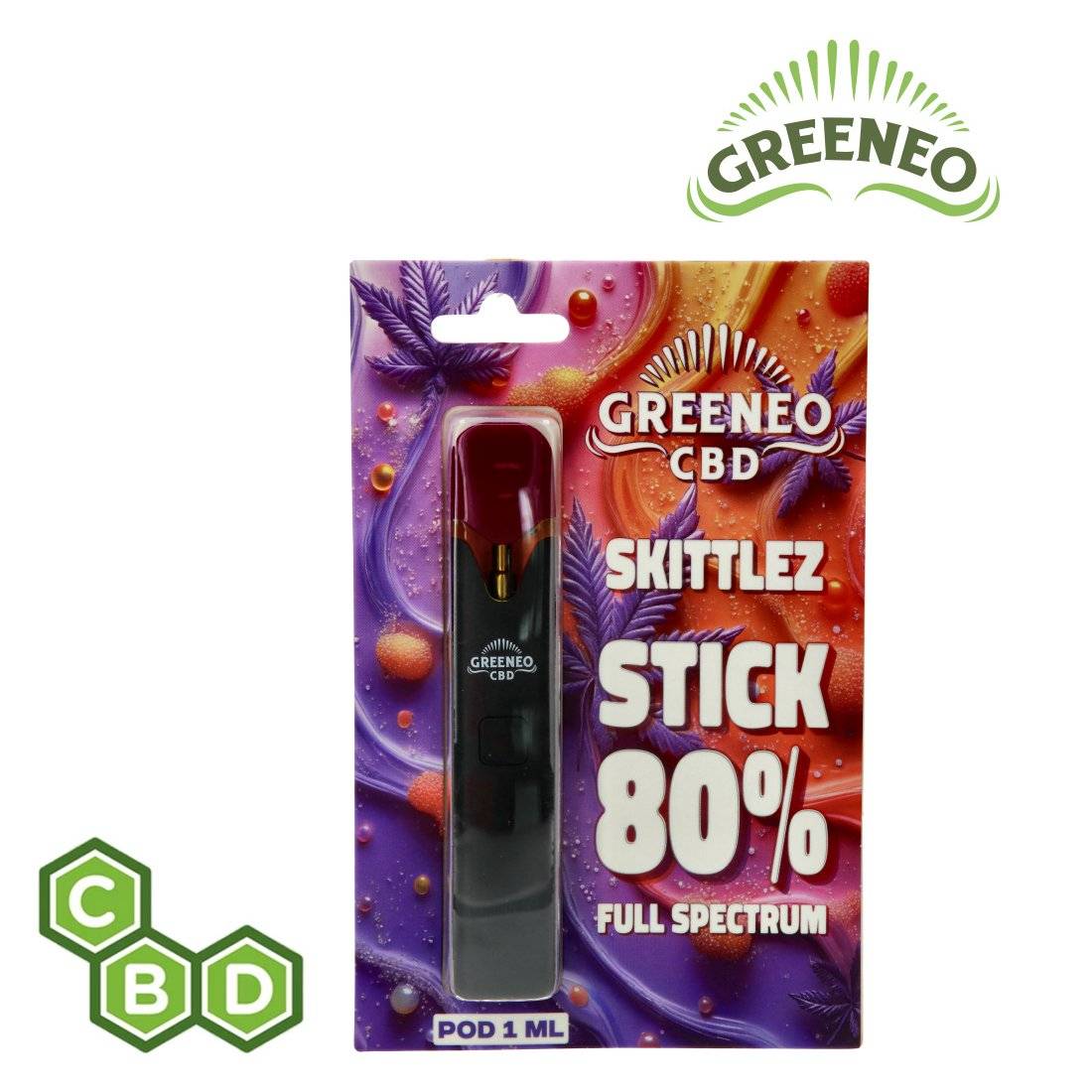 VAPE PEN STICK SKITTLEZ 1ML 80% GRENEO