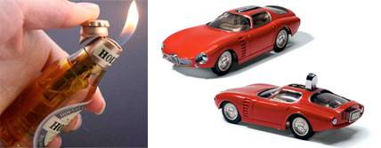 un briquet fantaisie en forme de voiture ou de canette
